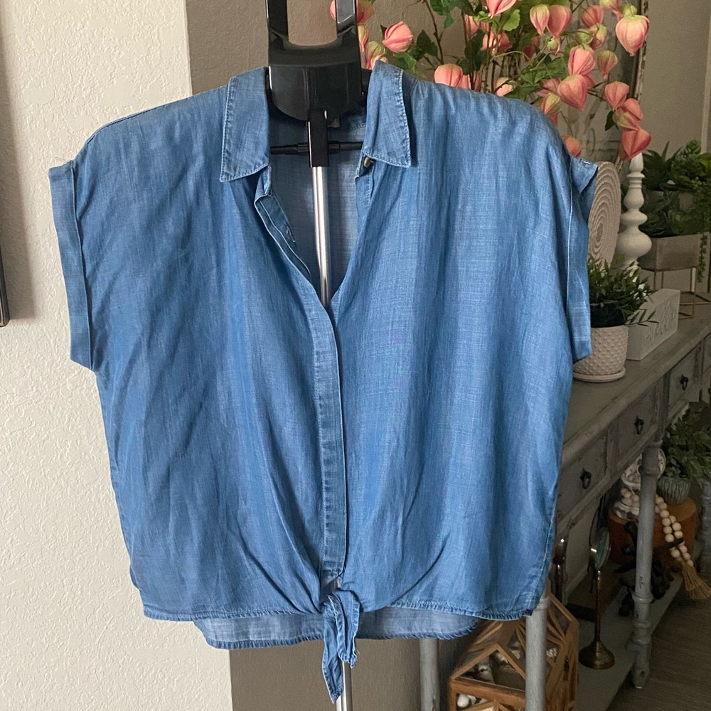 Keep In Touch Tencel Button/Tie Front Top